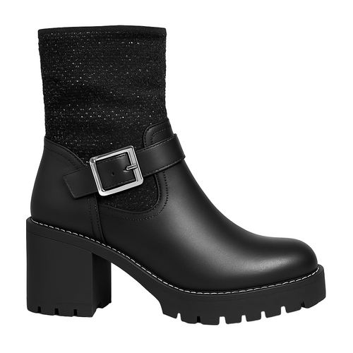 ADANA™ – SORTE ANKELSTØVLER MED SPÆNDE OG STRASS